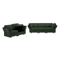 Living Room Sofa Set With 3 Seat Couch And 2 Seat Loveseat, Hidden Storage Under Seat, Soft Back Cushions And Arm Cushionsadjustable Arms And Backs Green Green Polyester 5 Seat