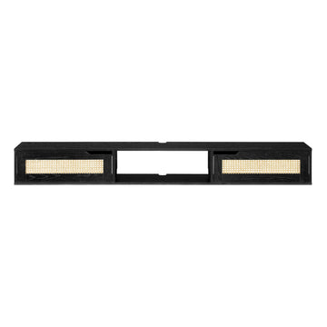 Modern Rattan Door Floating Tv Stand For Tvs Up To 80 Inches Black Black 80 89 Inches Mdf
