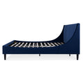 Aspen Vertical Tufted Headboard Platform Bed Set, King, Navy Blue Velvet Box Spring Not Required King Navy Blue Wood Foam Velvet Velvet