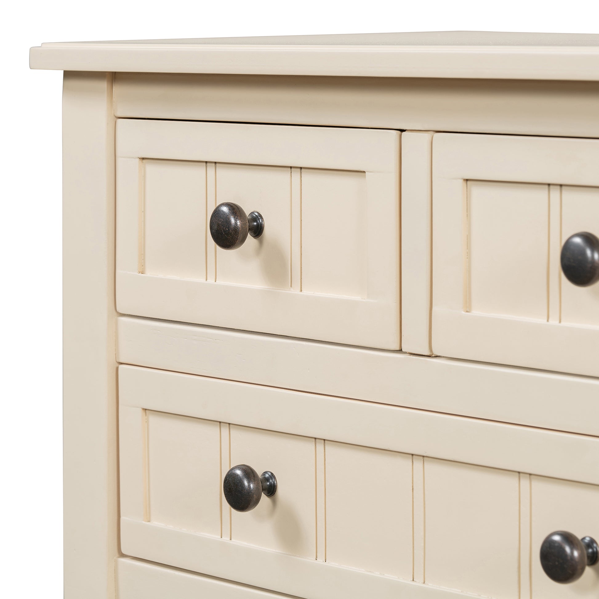 Narrow Console Table, Slim Sofa Table With Three Storage Drawers And Bottom Shelf Beige Beige Solid Wood Mdf