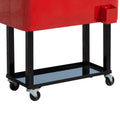 Outsunny 80 Qt Rolling Cooling Bins Ice Chest On Wheels Outdoor Stand Up Drink Cooler Cart For Party, Red Red Plastic