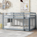 Solid Woodensolid Rubber Wooden Twin Over Twin Loft Bed With Ladder ,Upper And Bottom Bed Platforms Crafted With Strengthened Slats ,Grey Twin Grey Rubber Wood