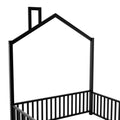 Full Size Metal House Platform Bed With Guardrail And Chimney, Black Box Spring Not Required Full Black Metal Metal