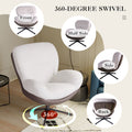360 Swivel Accent Chair, Modern Chenille Lounge Chair With Faux Leather And Black Metal Base Frame, Comfortable Reading Chair For Small Spaces, Living Room, Bedroom, Reading Corner, Office White Brown White Brown Primary Living Space Art
