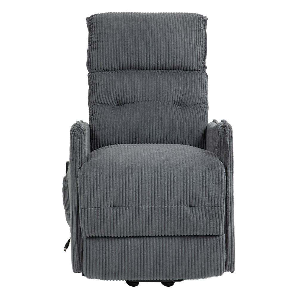 Coolmore Recliner Chair, Electric Recliner Chairs For Adults, Side Pocket Power Reclining Chair Pocket Springs Seat Cushion, Corduroy Fabric Recliner Sofa For Living Room, Bedroom, Home Theater Dg Dark Gray Foam Corduroy