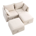 Modular Couches And Sofas Sectional With Storage Sectional Sofa U Shaped Sectional Couch With Reversible Chaises, Beige Beige Linen Wood Primary Living Space Soft Heavy Duty Cotton Cotton 4 Seat