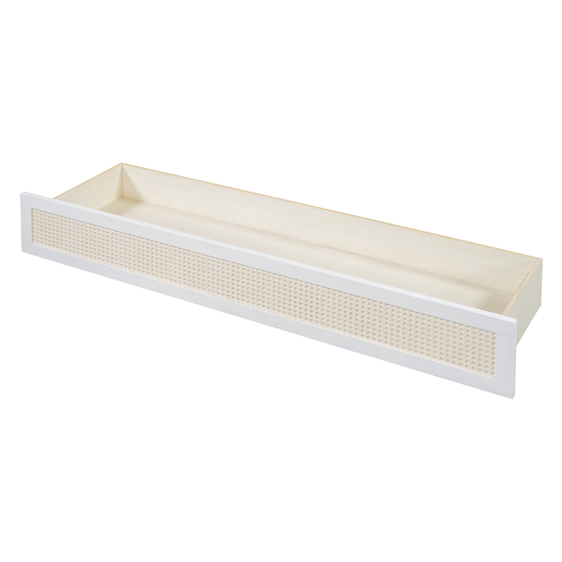 Queen Murphy Bed With Large Drawers,White Queen White Plywood