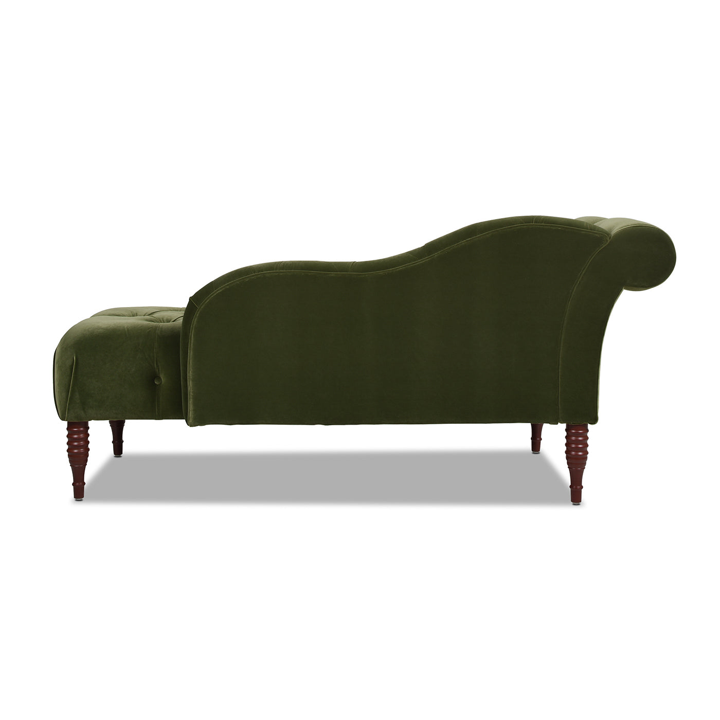 Samuel Tufted Roll Arm Chaise Lounge, Olive Green Performance Velvet Olive Green Foam Velvet