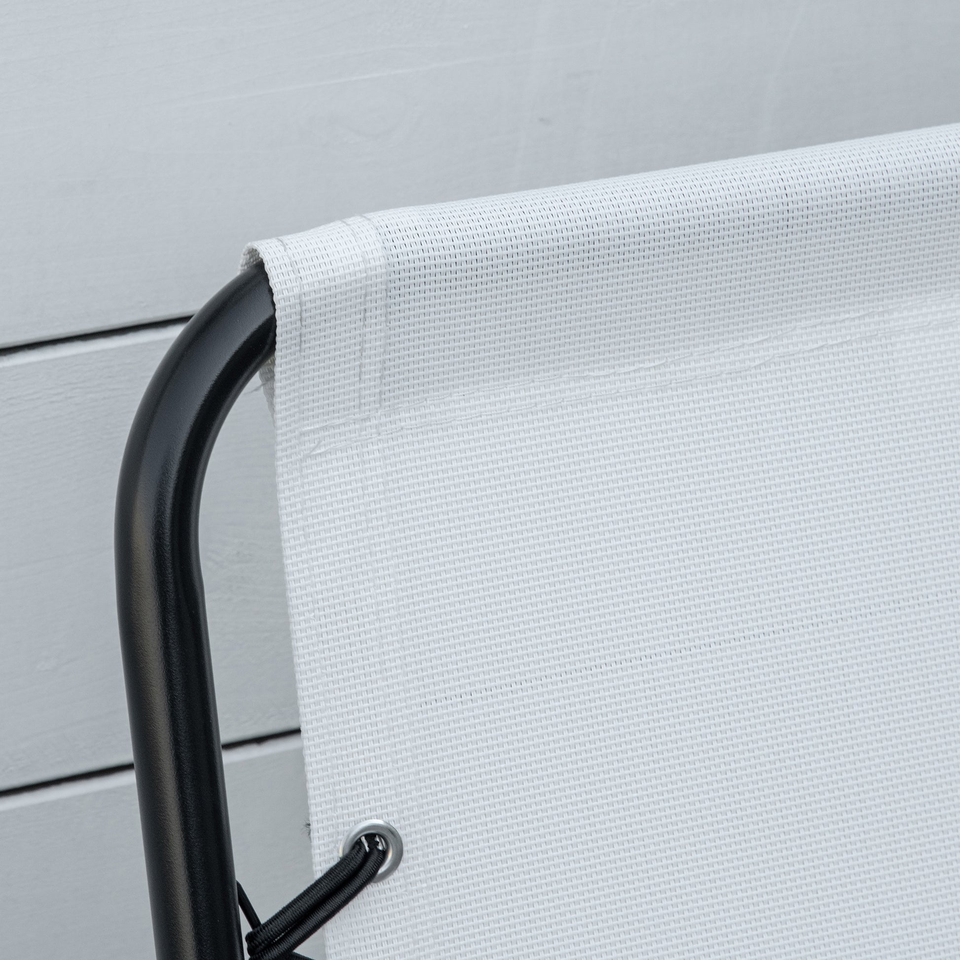 Outsunny Set Of 2 Patio Folding Chairs, Outdoor Bungee Sling Chairs W Armrests, Portable Lawn Chairs For Camping, Garden, Pool, Beach, Backyard, Cream White White Steel