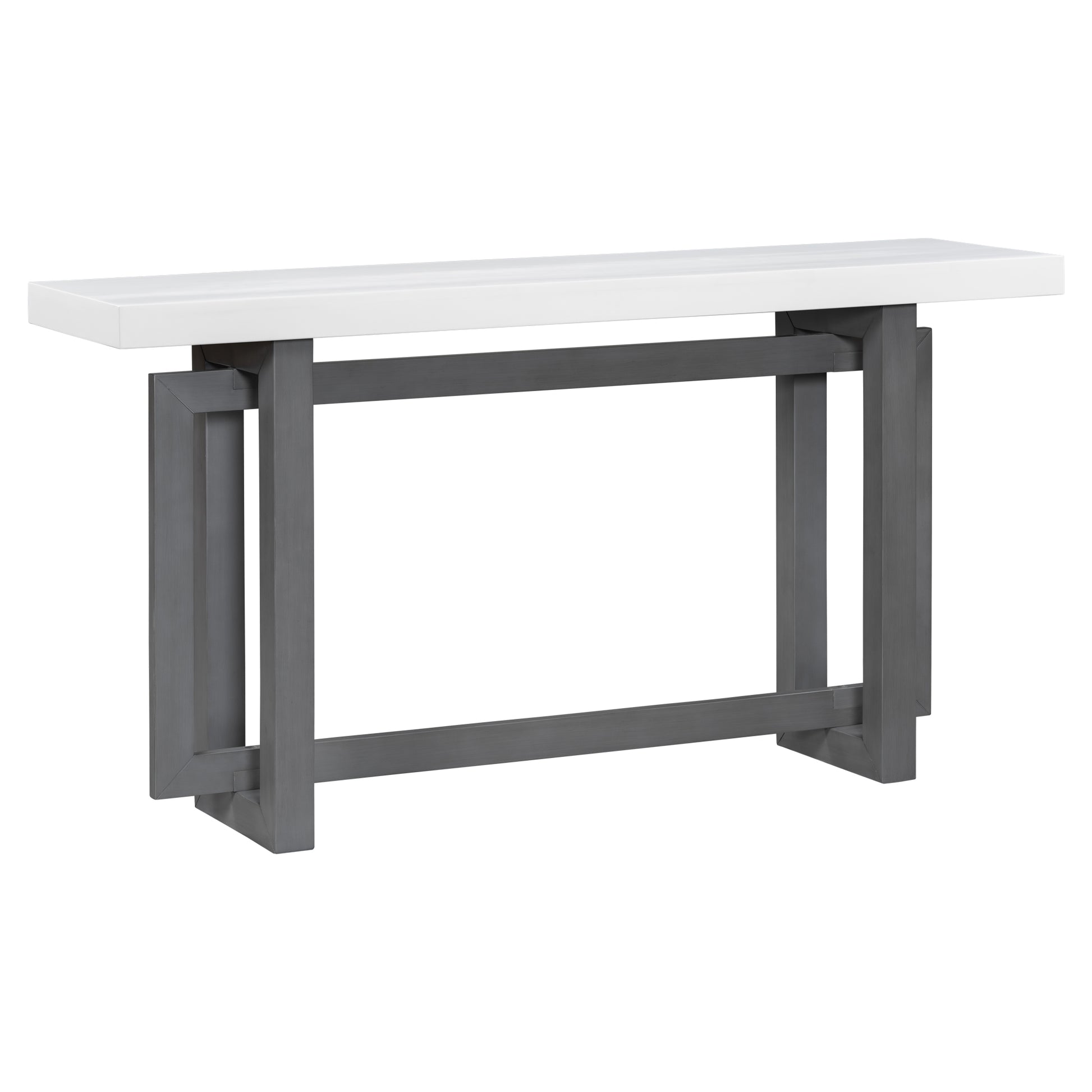 Contemporary Console Table With Wood Top, Extra Long Entryway Table For Entryway, Hallway, Living Room, Foyer, Corridor Dark Gray White Solid Wood Mdf