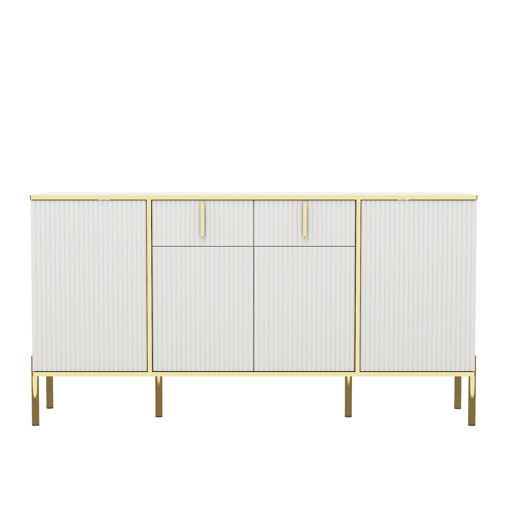 Four Doors And Two Drawers,Modern Sideboard Buffet Cabinet Storage Cabinet For Living Room,Kitchen,Dining Room,Hallway,White White White Dining Room Modern Drawers Included Mdf,Particle Board