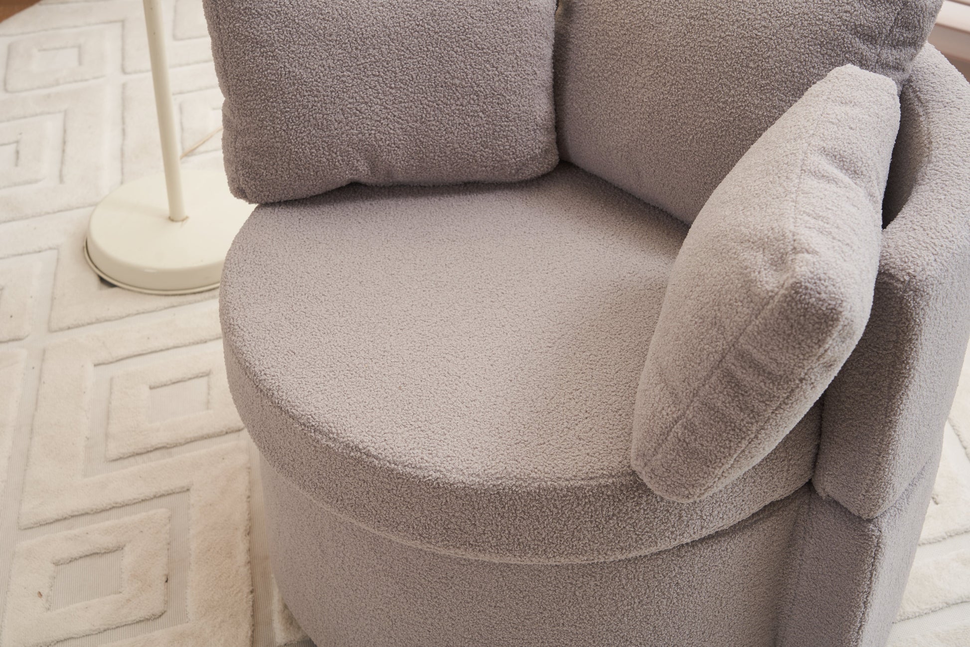 029 Teddy Fabric Swivel And Storage Chair With Back Cushion For Living Room,Light Gray Light Gray Primary Living Space Modern Foam Teddy