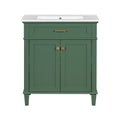 30 Inch Bathroom Vanity With Ceramic Basin, Soft Close Door And Adjustable Shelves Green Bathroom Solid Wood Mdf