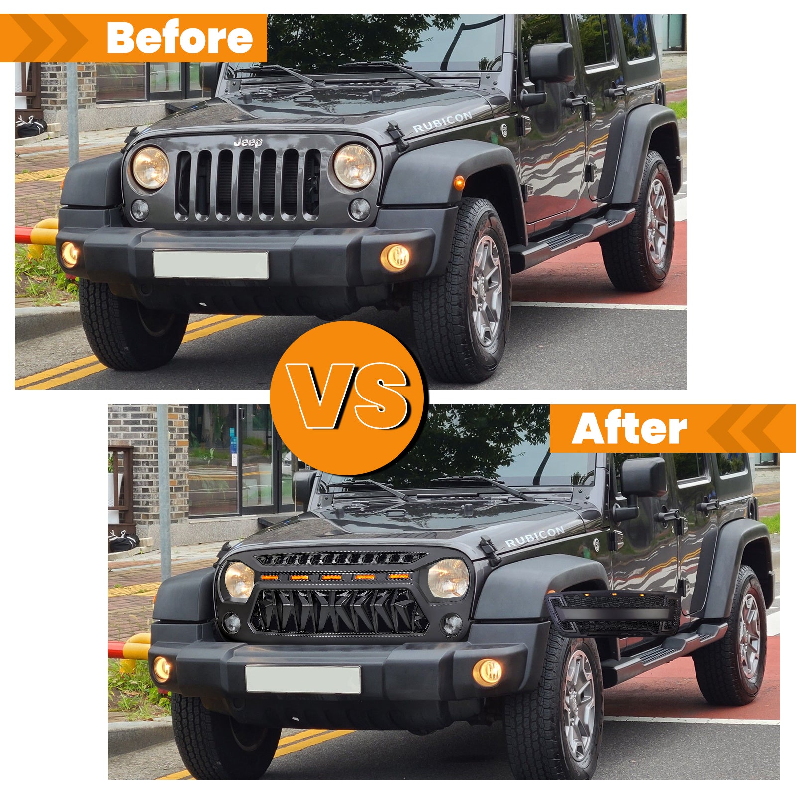 Front Matte Black Grille For Jeep Wrangler Jk 2007 2017 With Led Lights Black Abs