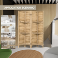4 Panel Wood Room Divider Screen With Shelves Freestanding Partition With Display Shelves Natural Color Natural Wood Modern Wood