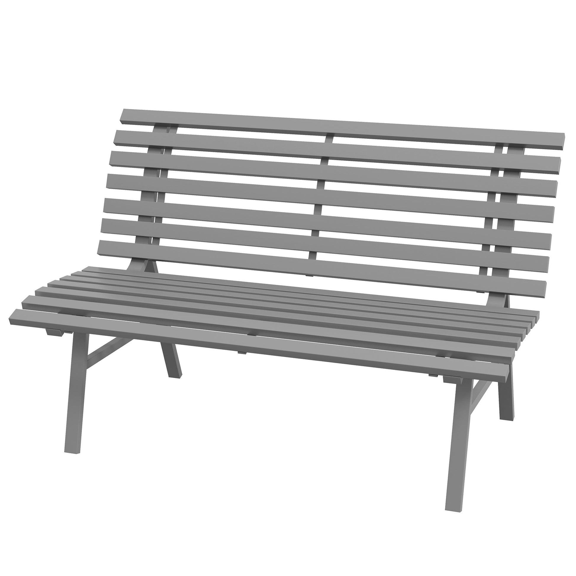 Outsunny 48.5" Garden Bench, Outdoor Patio Bench, Lightweight Aluminum Park Bench With Slatted Seat For Lawn, Park, Deck, Gray Grey Aluminum