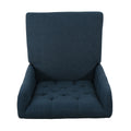 Dining Chair Navy Blue Wood Fabric