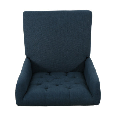 Dining Chair Navy Blue Wood Fabric