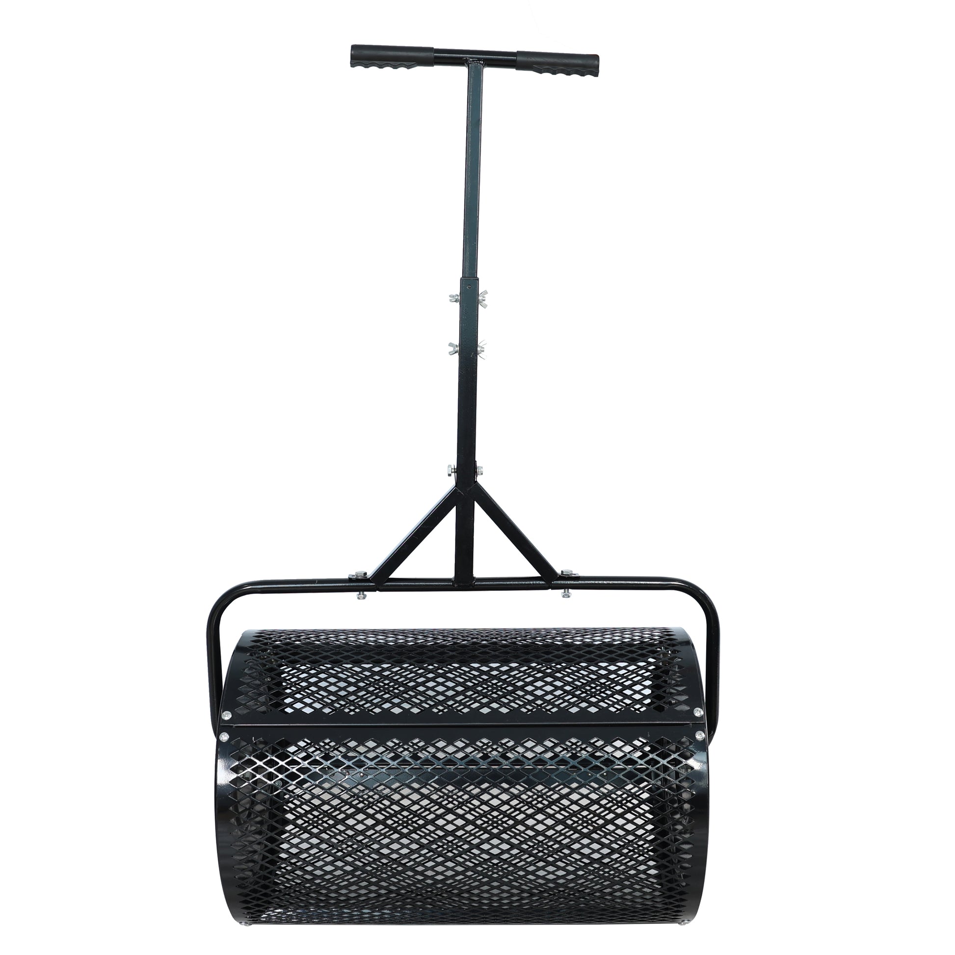 Compost Spreader Peat Moss Spreader With Upgrade T Shaped Handle For Planting Seeding Durable Lightweight Metal Mesh Spreader For Lawn Garden Care Manure Spreaders Black Black Iron