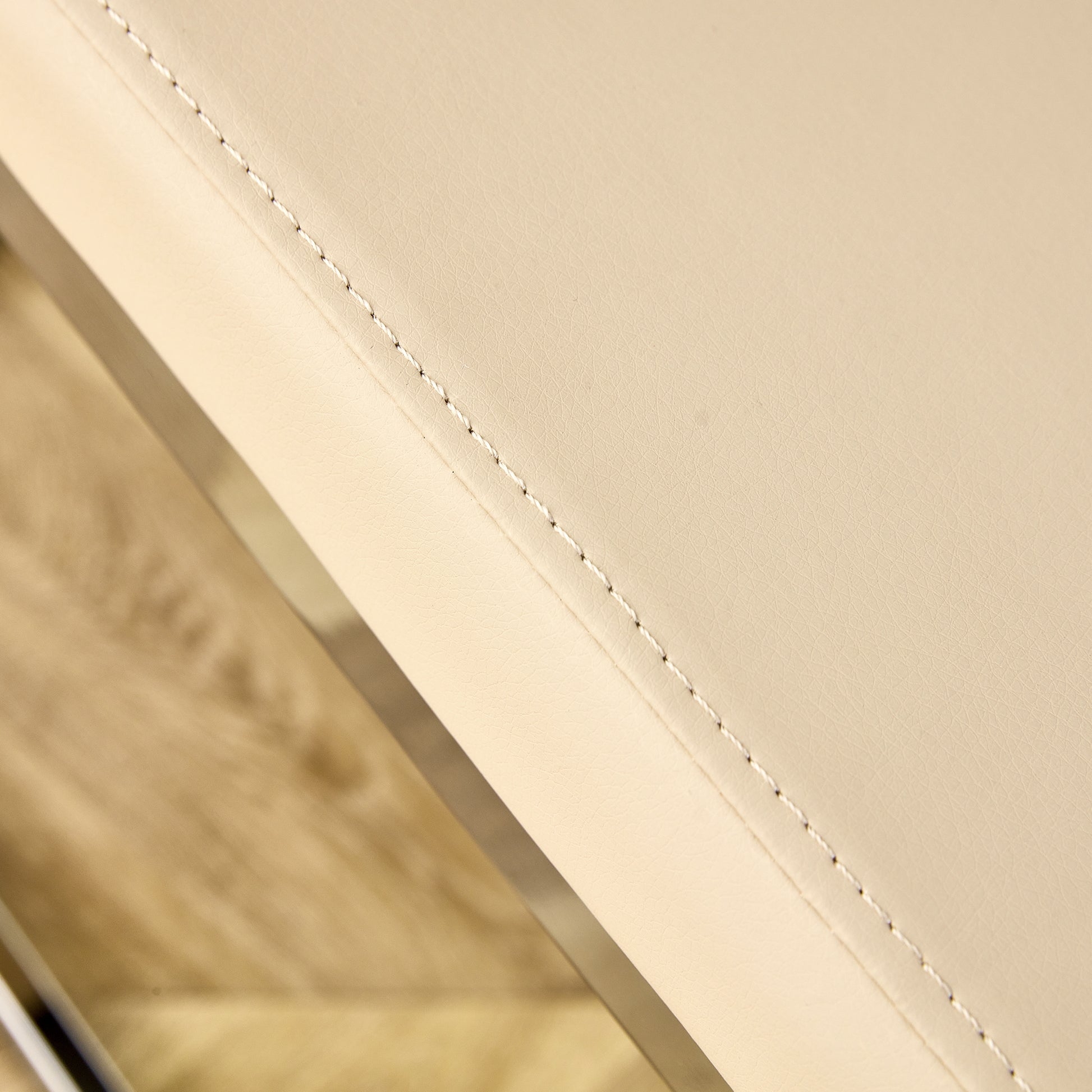 Table And Chair Set.Modern Minimalist Luxury Mdf Rectangular Dining Table With Light Yellow Textured Stickers On The Table, 6 Pu Synthetic Leather High Backrest Soft Cushioned Side Chairs. Light Yellow Seats 6 Mdf