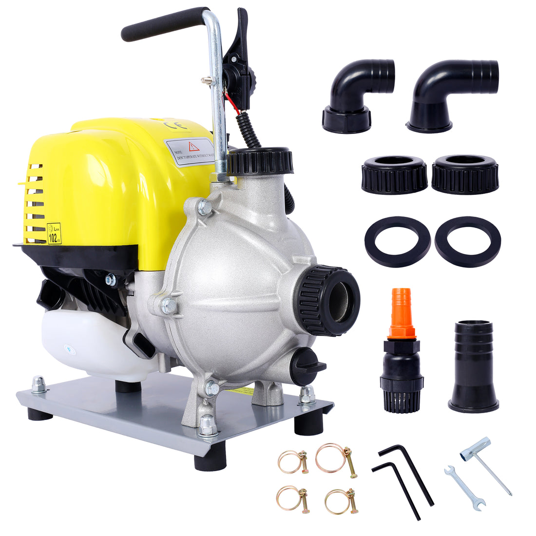 38Cc 4 Stroke Gasoline Water Pump 1.5Inch Portable Gas Powered Water Transfer Pump Commercial Engine Water Pump For Flood Landscaping Or Gardening Irrigation 8500R Min Yellow Aluminium