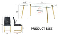 Table And Chair Set.Modern Rectangular Glass Dining Table With A Tempered Glass Tabletop And Metal Legs, Paired With Multiple Chairs Designed With Pu Cushions And Golden Metal Legs. Black Gold Seats 8 Tempered Glass