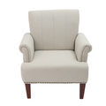 1Pc Traditional Accent Chair Rolled Arms Trim Soft Fabric Upholstered Furniture For Living Room Bedroom Office 30