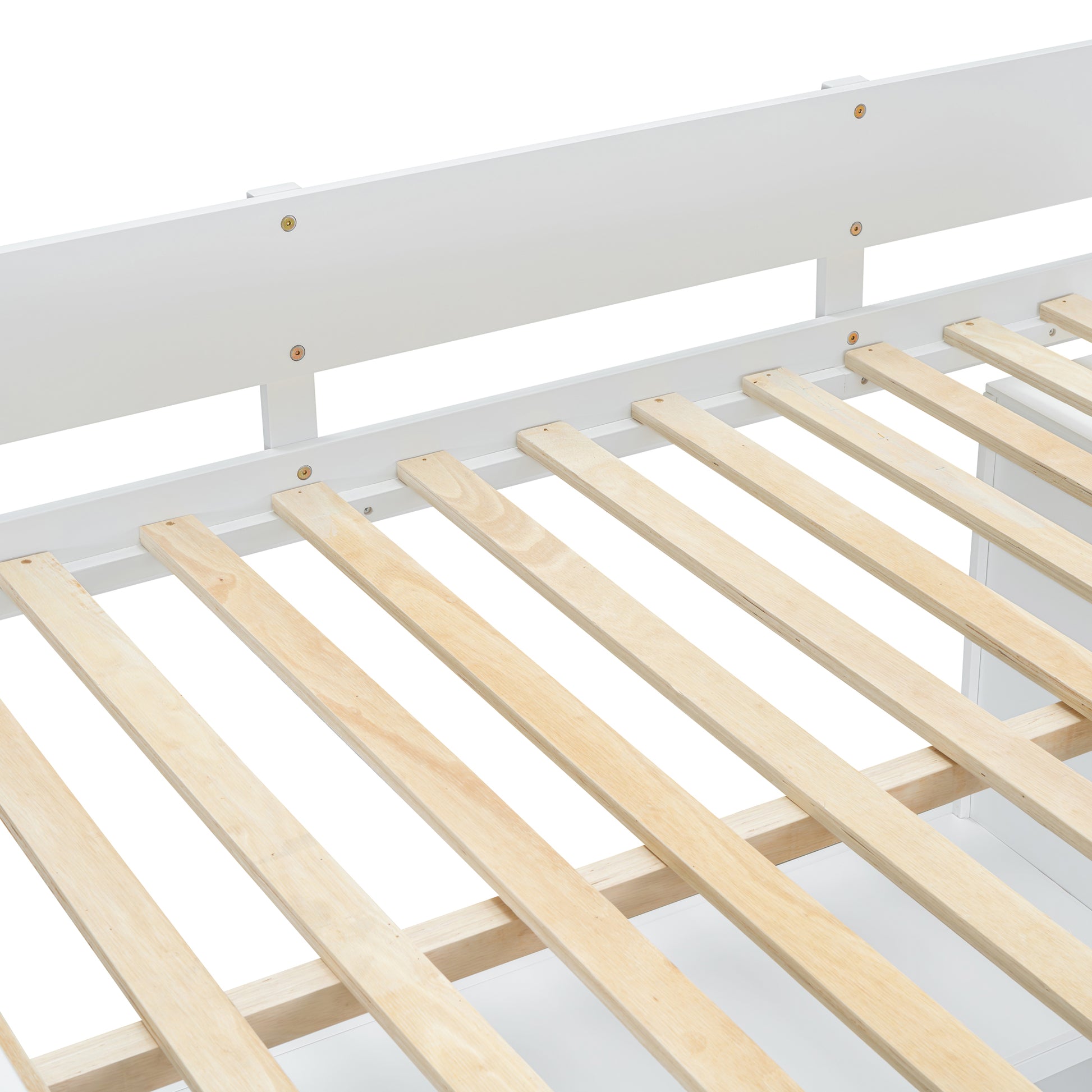 Full Size Wooden Loft Bed With Wardrobe, Desk, Drawers, Shelves, White Full White Plywood