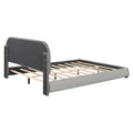 Queen Size Velvet Upholstered Platform Bed,Solid Frame And Stylish Curve Shaped Design, Gray Queen Gray Velvet