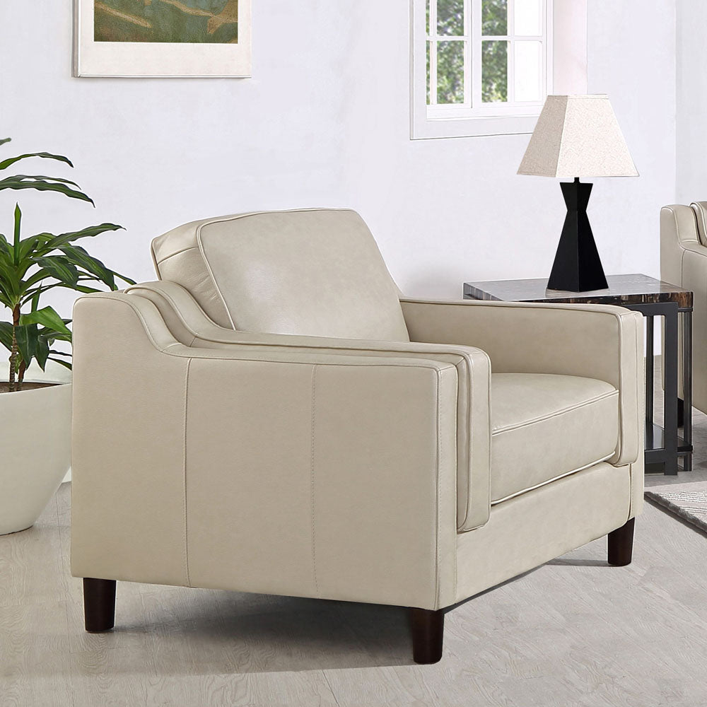 Bella Leather Chair Ivory Down Filling Genuine Leather