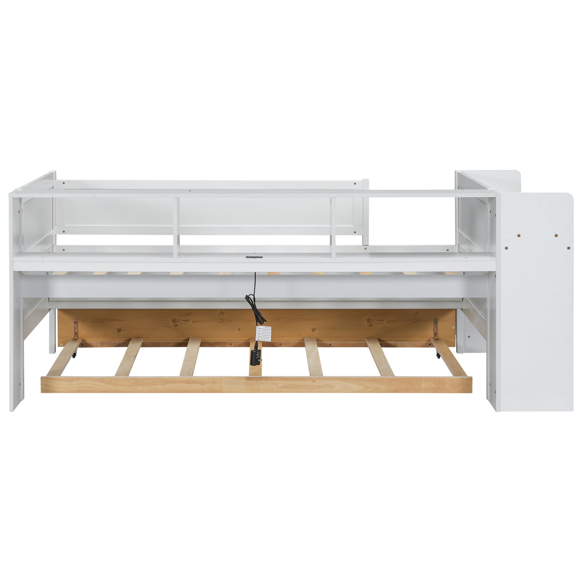 Multi Functional Twin Daybed With Drawers And Trundle, Headboard Storage And Tables, Usb Charging Station, White Box Spring Not Required Twin White Wood Daybeds Pine