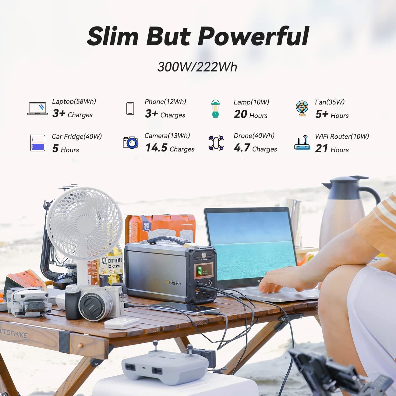 300W Portable Power Station Black Metal