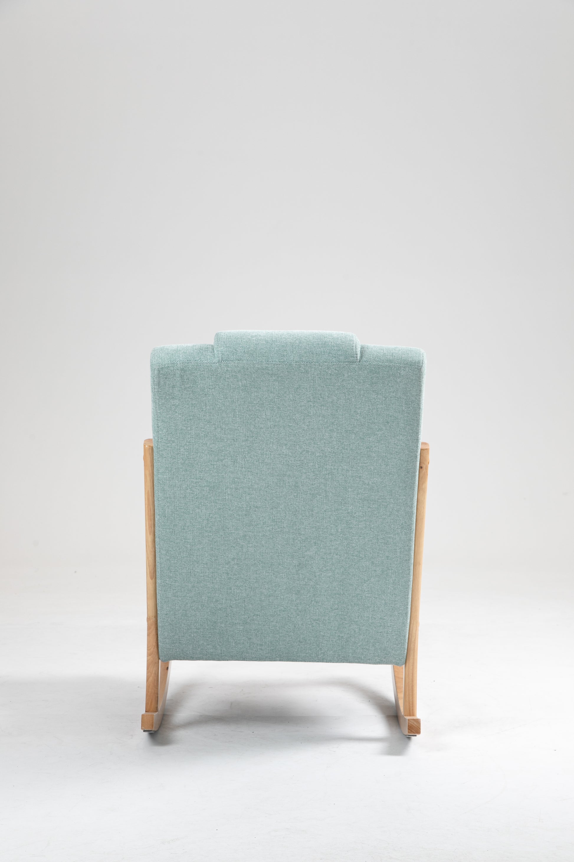 Rocking Chair Upholstered Fabric Rocking Armchair Indoor With High Backrest Glider Chairs And Lumbar Pillow For Living Room Light Green Linen