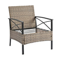 Patio Furniture, Outdoor Furniture, Seasonal Pe Wicker Furniture, Four Set Wicker Furniture With Black Metal Table Yes Brown Seats 4 Pe Rattan Iron Waterproof Fabric