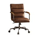 Retro Brown Swivel Office Chair With 5 Star Base Caster Solid Brown Office Office Chairs Solid Back Swivel Genuine Leather