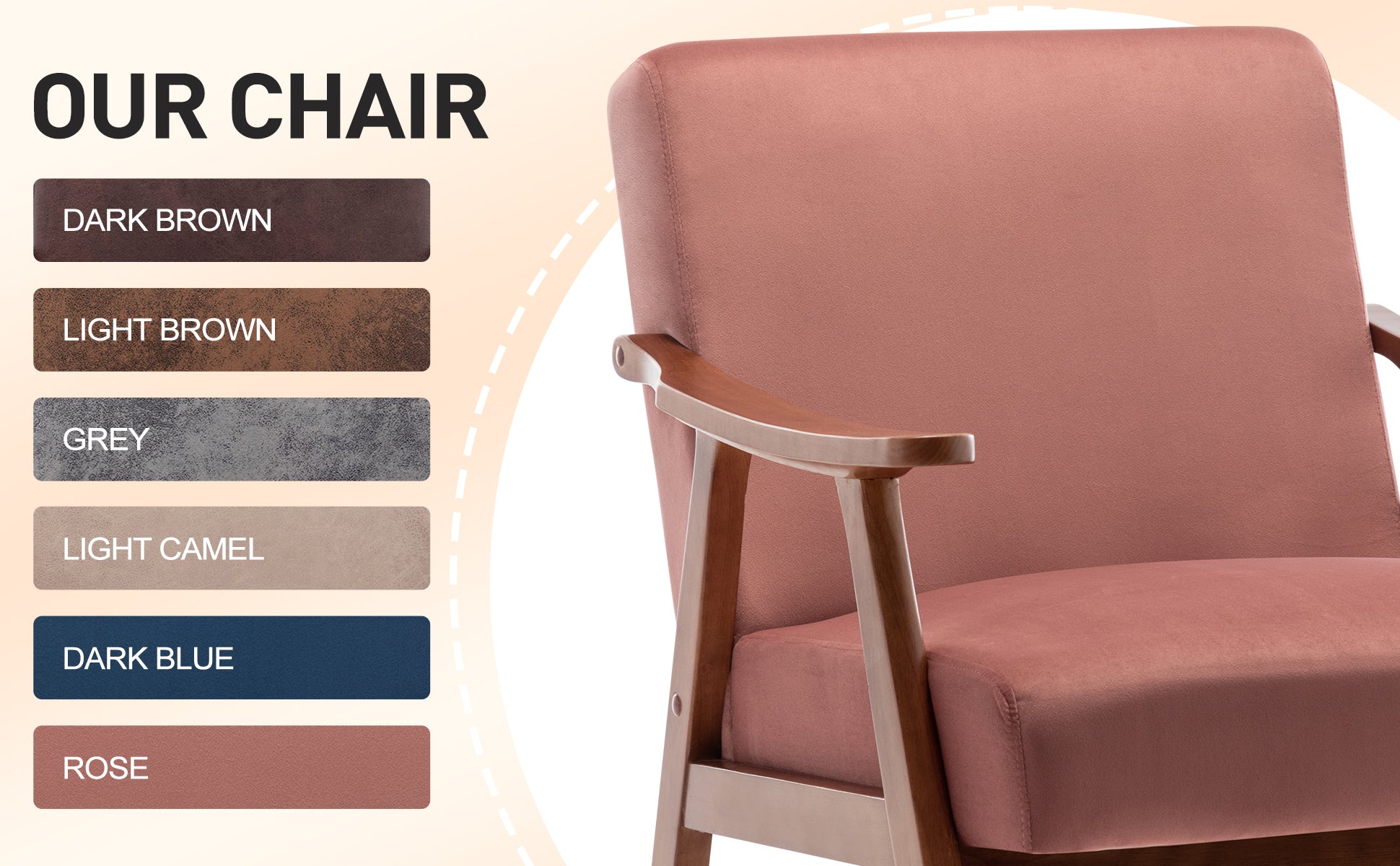 Mid Century Modern Chair, Living Room Chair With Solid Wood Frame, Accent Chair Extra Thick Backrest, Wingback Chair For Bedroom, Reading Room, Living Room, Lounge Chair Indoor Pink Primary Living Space Mid Century Modern Foam Velvet