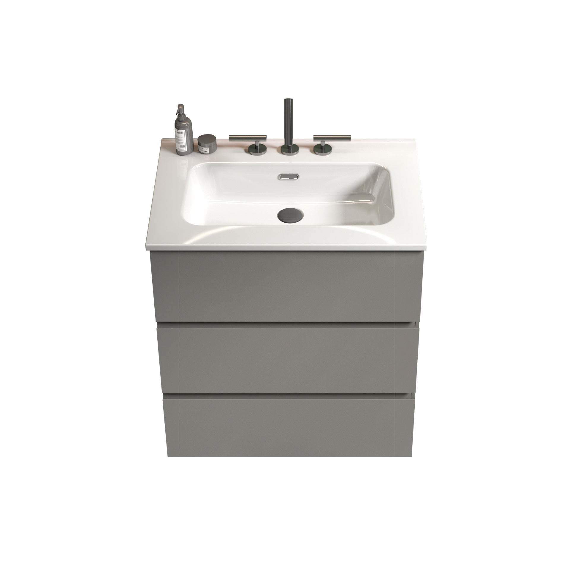 Tia 24" Gray Bathroom Vanity With Sink With 3 Faucet Holes, Large Storage Freestanding Bathroom Vanity For Modern Bathroom, One Piece White Sink Basin Without Drain And Faucet, Pre Assembledt Gray
