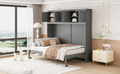 Queen Size Murphy Bed Wall Bed With Top Cabinets,Gray Queen Gray Plywood
