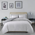 Reversible Yarn Dyed Stripe Down Alternative Comforter Set Twin White Gray Microfiber