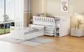 L Shaped Space Saving Twin Loft And Twin Platform Bed With 7 Drawers And Full Guardrails White Twin White Solid Wood