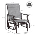 Outsunny Outdoor Glider Chair, Gliders For Outside Patio With Steel Frame And Mesh Fabric For Backyard, Garden, And Porch, Gray Grey Mesh