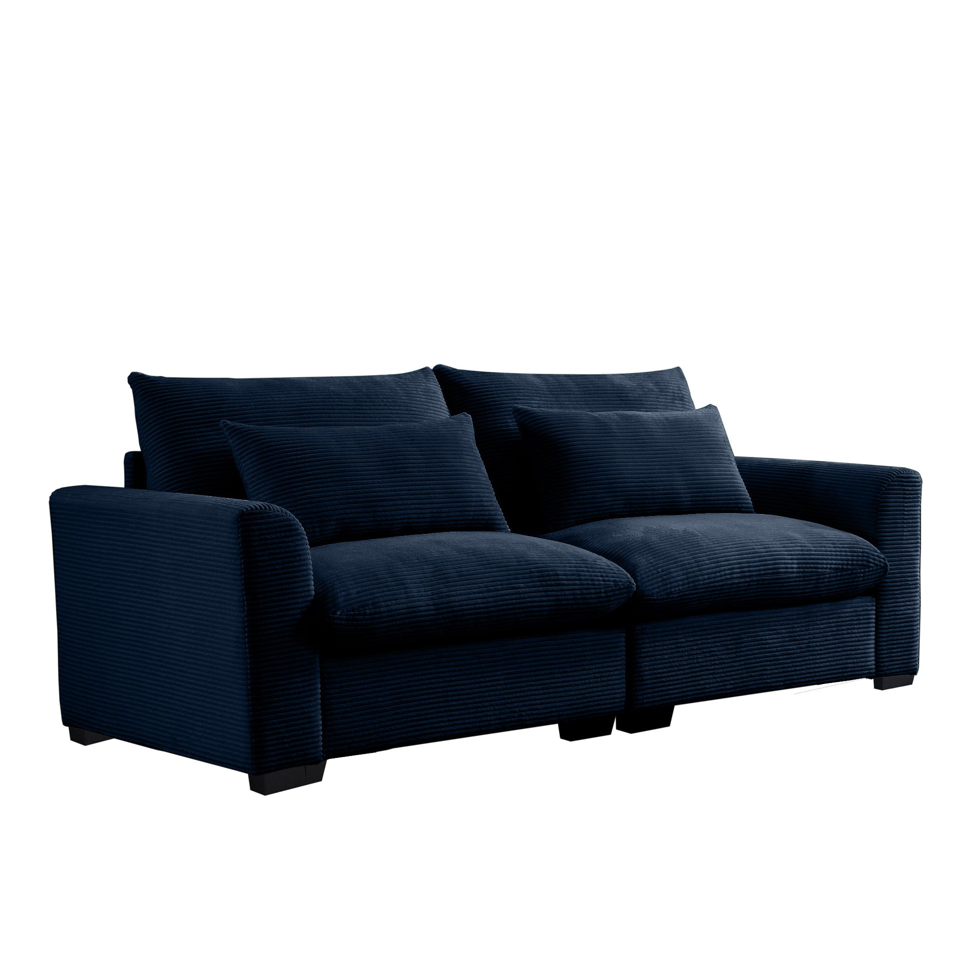 Modern Sofa 2 Seater Corduroy Fabric Sofa With Armrests For Apartment Living Room, Bule Blue Corduroy 2 Seat