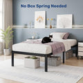 Twin Size Bed Frame, 14 Inch Platform Bed No Box Spring Needed, Sturdy Metal Bed Frame Twin Size, Storage Space Under The Bed Heavy Duty Frame Bed, Black Black Metal