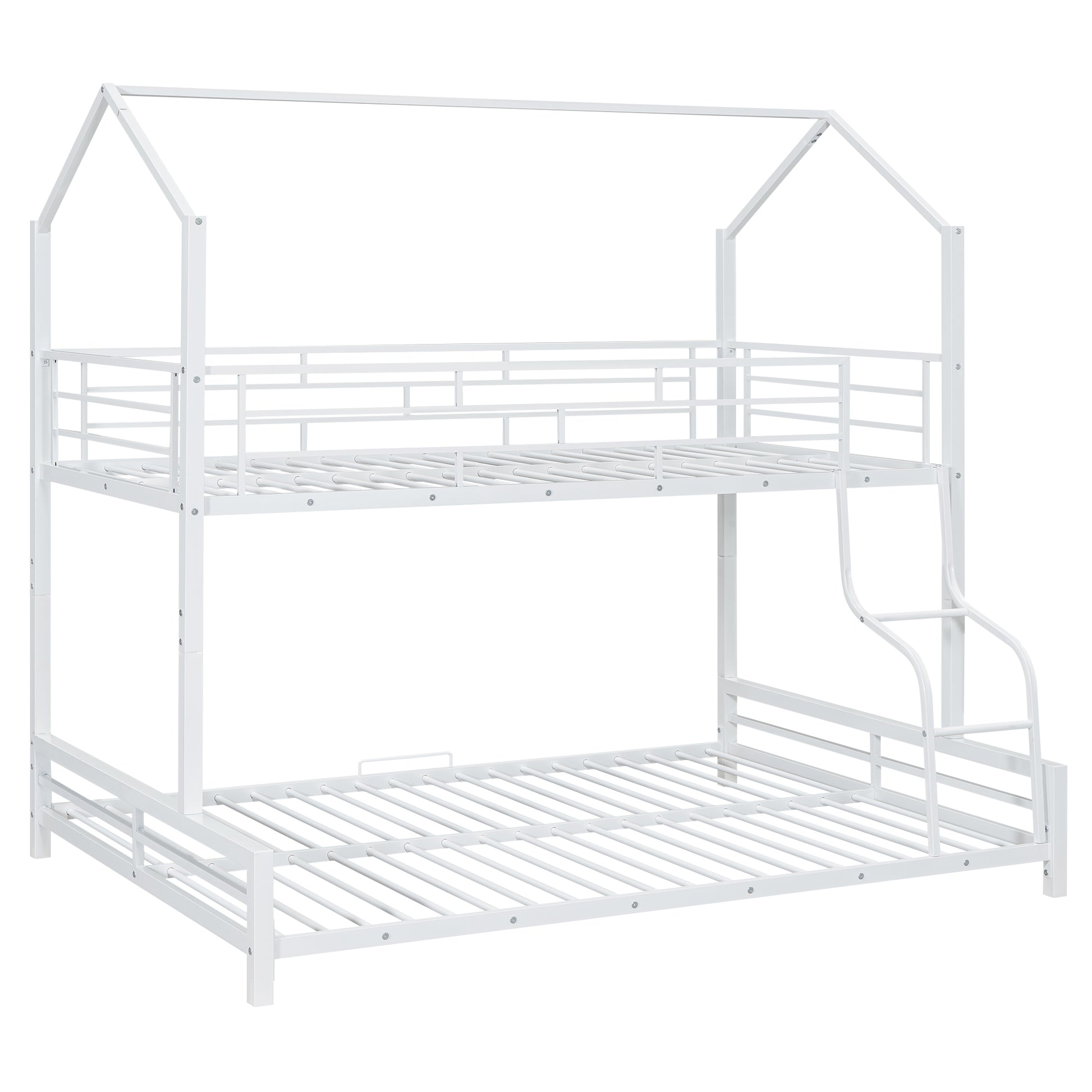 Metal House Bunk Bed, Twin Over Full, White Full White Metal