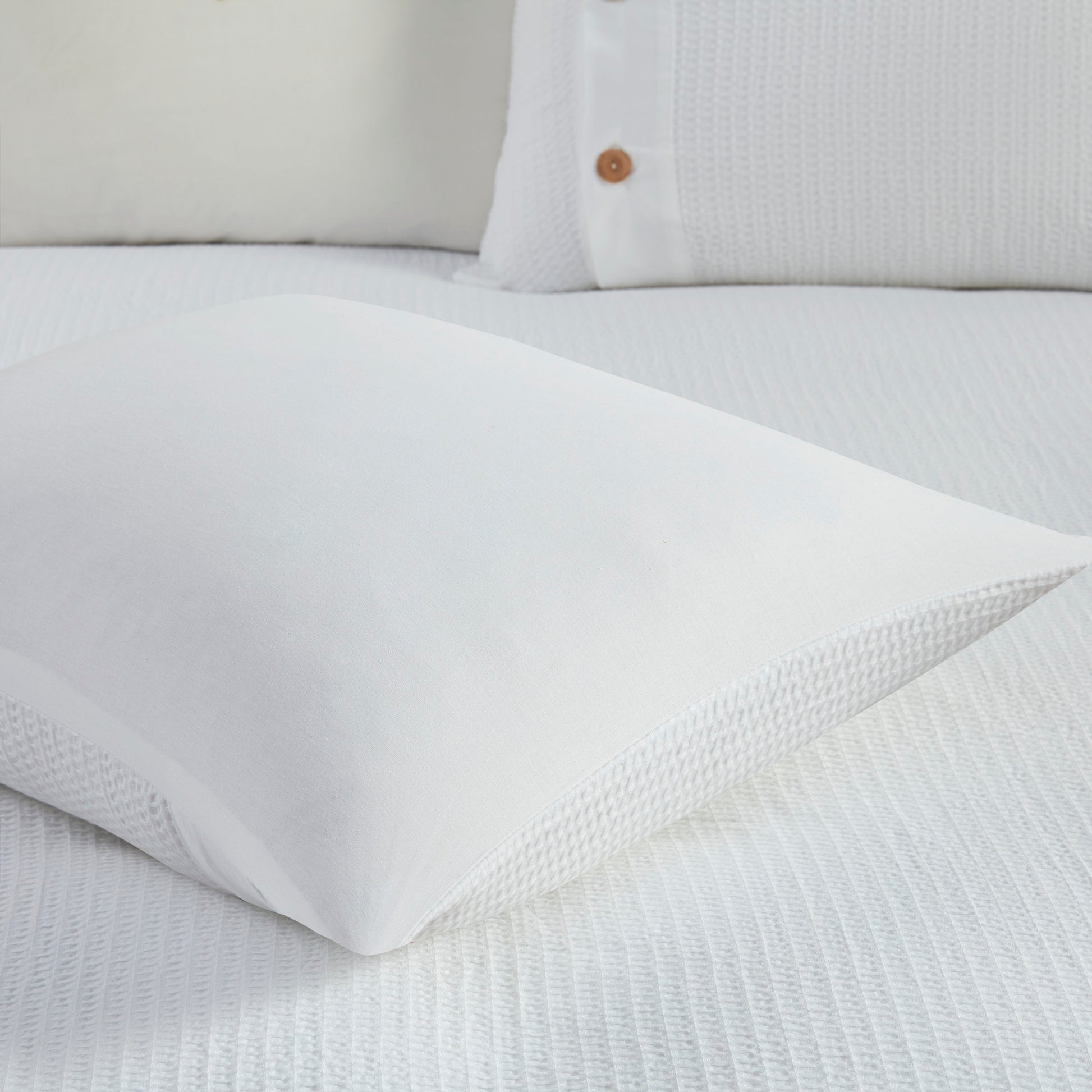 3 Piece Cotton Waffle Weave Duvet Cover Set King White Cotton