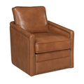 Brown Swivel Accent Chair Brown Primary Living Space Modern Genuine Leather