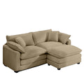 Corduroy Two Seater Sofa With 1 Footrest, L Shaped 2 Seater Sofa With Ottoman For Small Living Spaces, Tan Corduroy Sofa Tan Corduroy 2 Seat