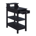 Black Storage Accent Table With Usb Black Primary Living Space Pine Drawers Rectangular Wood