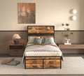 Twin Bed Frames With Headboard, Twin Size Bed Frames With Storage Drawers, Twin Bed, Black Metal Platform Bed Frame, Single Bed Frame, No Box Spring Needed Black Mdf Metal