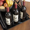 Black 2 Tier Bar Cart, Slide Bar Serving Cart, Retro Style Wine Cart For Kitchen, Beverage Cart With Wine Rack And Glass Holder, Rolling Drink Trolley For Living Room, Dining Room Black Metal Metal & Wood